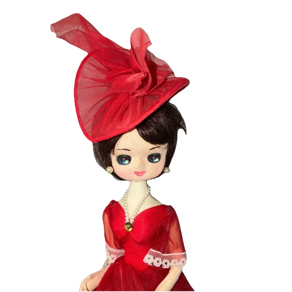 Vintage‎ Big Eye Doll 1970's Southern Belle Red 11